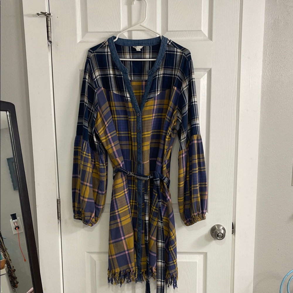 Cato Multicolor Plaid Long Sleeve Dress